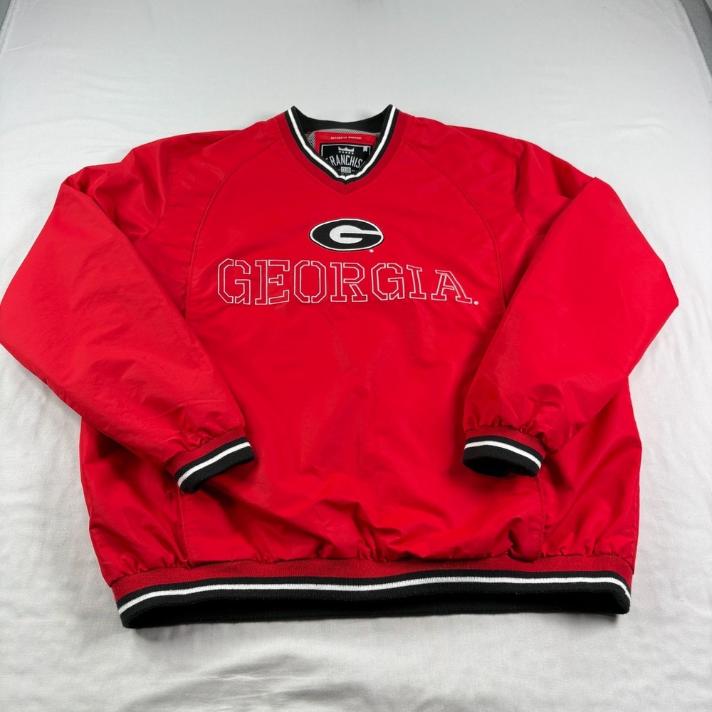 Georgia‎ Bulldogs Jacket Mens Large Red Windbreaker Pullover Embroidered NCAA